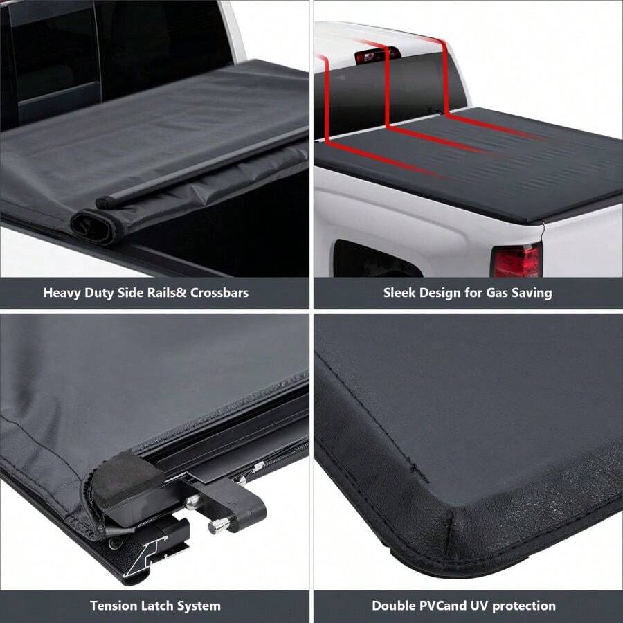 MERXENG Truck Bed Tonneau Cover For ForD F 150 5.5ft, Soft Roll Up