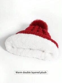1-3 peças/conjunto de gorro de malha de inverno feminino e luvas touchscreen, forro grosso, textura estampada, toque de pompom, adequado para esqui, viagens, direção, encontros, uso diário Halloween - Multicolorido - Ver 6