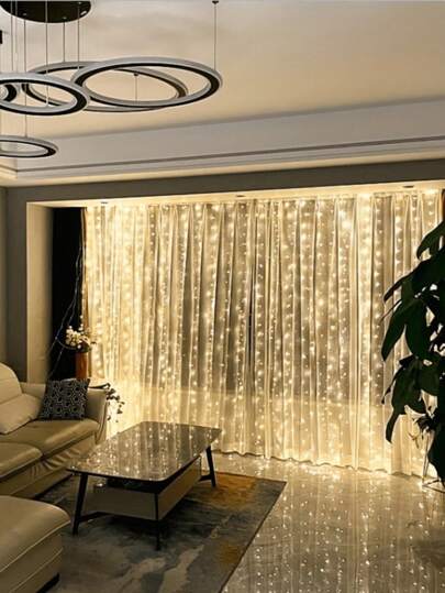 1个窗帘灯，装饰灯，USB遥控灯，8种模式卧室LED窗帘灯，童话灯，花环灯，家居装饰灯，节日照明装饰，婚礼装饰，派对装饰，生日装饰，庭院装饰，情人节装饰/礼物，适用于房间装饰、墙面装饰、家居装饰、卧室装饰、庭院装饰