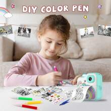 Kids Camera Instant Print, Toddler Camera Instant Print Toys, Unicorn Digital Print Camera With Dual Lens, 1080 P Children Printable Camera, Selfie Camera Christmas Birthday Gifts For Girls Boys Age 3-12 - Multicolor - View 7