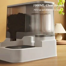 Gravity Cat Feeder And Water Dispenser, 2 In 1 Automatic Pet Waterer Detachable Stainless Steel Food Bowls Set , Dry Food Bowl And Watering Supplies Dispenser, Pet Food Storage For Small Dog Puppy Cat Kitten Pet Easy Clean - 灰色 - 查看 7