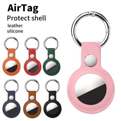 1pc Airtag Holder Compatible With Apple Air Tag Keychain, PU Leather Airtag Case, Air Tagsmate For Luggage, Comes With Ring Metal Snap Keyring For Luggage, Keys, Pets﻿
