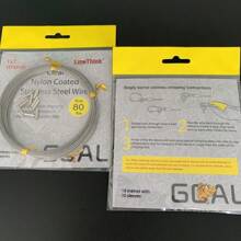 LineThink GOAL 1 件装 10 米 7 股编织不锈钢丝，带 10 个套管，耐用的海钓鱼线，柔韧性、强度和耐磨性，非常适合用于有牙齿的鱼、户外悬挂、晾衣绳、花园围栏 - 銀色 - 查看 3