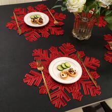 2 pezzi/4 pezzi/6 pezzi Tovagliette e sottobicchieri rotondi termoisolanti a forma di freccia e fiocco di neve natalizi, tappetini per tavolo da cucina e da pranzo antiscivolo e termoresistenti, tovagliette rotonde da 15" di diametro