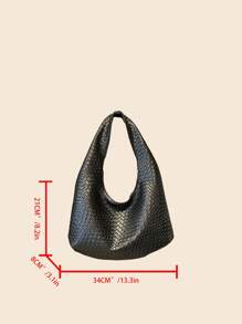 Dedoo 2 件女士复古简约休闲仿编织皮革单肩包腋下包，适合街头约会通勤 - 黑色 - 查看 11