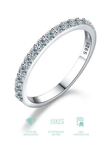 1枚莫桑石订婚戒指结婚戒指S925纯银承诺戒指永恒戒指周年纪念戒指女士奢华珠宝礼物