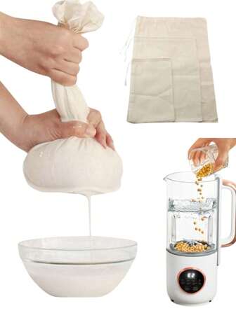 1个/2个坚果奶袋、豆奶过滤袋、可重复使用的杏仁奶袋、杏仁奶/豆奶专用优质坚果奶袋、细网布、粗棉布、冷萃咖啡滤纸、厨房配件