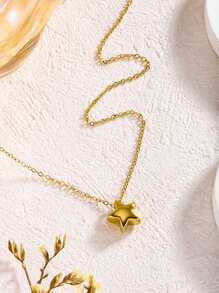 1pc Colar com pingente minimalista em forma de estrela, banhado a ouro 18K, de aço inoxidável, adequado para uso diário feminino ou ocasiões de festa, também uma ótima ideia de presente