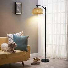 Boho Rattan Floor Lamp – Handwoven Bamboo Standing Lamp For Living Room, Bedroom & Natural Home Decor - Xem 2