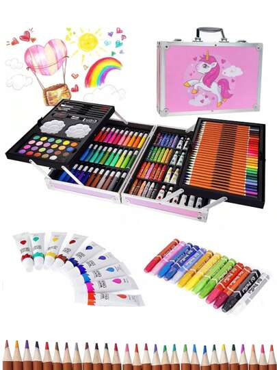 Set De Arte Profesional, Colores Lápices Kit Dibujo 145pcs