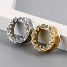 2PCS 316 Stainless Steel Ear Gauges Plugs Expander Round Ear Tunnels Piercing Women Body Jewelry Stretcher Studs