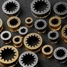 2PCS 316 Stainless Steel Ear Gauges Plugs Expander Round Ear Tunnels Piercing Women Body Jewelry Stretcher Studs