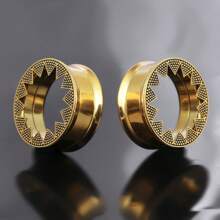 2PCS 316 Stainless Steel Ear Gauges Plugs Expander Round Ear Tunnels Piercing Women Body Jewelry Stretcher Studs