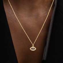 1pc New Simple Pave Zirconia Eye Pendant Gold Color Silver Color Stainless Steel Chain Necklace For Women