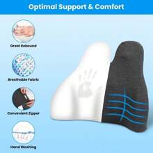 Soft Memory Foam Lumbar Support Cushion For Office Car Seat Back Chair Pillow - 灰色 - 查看 7