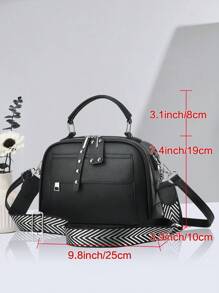 PLANEE 时尚 PU 皮革斜挎包，纯色女士单肩手机钱包，双拉链斜挎包，大容量多口袋可调节肩带手提包，配有宽肩带，最佳母亲节礼物 - 黑色 - 查看 3