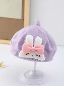 Infant Beret Hat, Autumn & Spring, Cute Rabbit Ear Baby Artist Cap, Windproof Knitted Hat For Toddler Girls - Multicolor - View 11