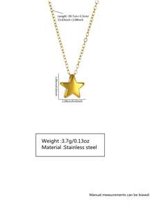 1pc Colar com pingente minimalista em forma de estrela, banhado a ouro 18K, de aço inoxidável, adequado para uso diário feminino ou ocasiões de festa, também uma ótima ideia de presente