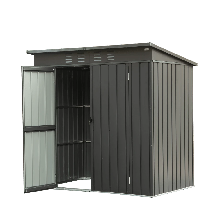 Backyard Storage Shed With Sloping Roof Galvanized Steel Frame Outdoor Garden Shed Metal Utility ...