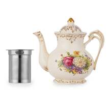 优雅欧式茶壶/咖啡壶，800ml/1.2L容量可选，瓷器材质，带过滤器，适合家庭聚会、万圣节、感恩节、万圣节礼物