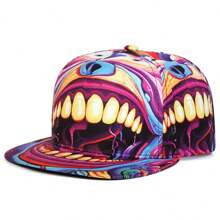 1 pieza Gorra de béisbol de moda para hombres con estampado de calavera y rosa, ajustable, unisex, protección solar para exteriores, adecuada para primavera/otoño, viajes, fiestas en la playa - impresión - Ver 9