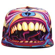 1 pieza Gorra de béisbol de moda para hombres con estampado de calavera y rosa, ajustable, unisex, protección solar para exteriores, adecuada para primavera/otoño, viajes, fiestas en la playa - impresión - Ver 8