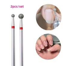 2Pcs Ball Rhinestone Drill Bits Set, 3/32'' Cuticle Clean Ball Head Nail Bit For Electric Machine, Nail File Gel Polishing Head Acrylic Manicure Pedicure Cuticle Tools(2PCS) - White - View 1