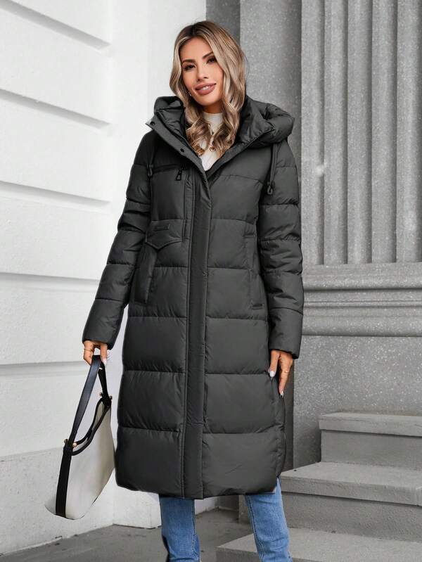 GASMAN 1 pezzo Cappotto trapuntato casual con cappuccio di colore unito, invernale