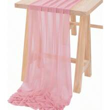 Gauze Table Runner Chiffon Like Wedding Table Runner 120 Inches Long Boho Rustic For Bridal Shower Decorations Bridal Shower