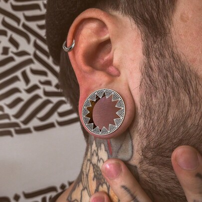 2PCS 316 Stainless Steel Ear Gauges Plugs Expander Round Ear Tunnels Piercing Women Body Jewelry Stretcher Studs