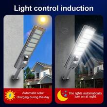 Luz solar para exteriores de 600W, 8000LM, luces solares LED con control remoto, lámpara de sensor de movimiento solar de  para jardín, patio, camino, garaje, estacionamiento - Gris - Ver 6