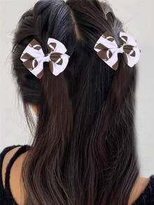 2 件装足球图案发饰，适合女士女孩橄榄球印花面料蝴蝶结鳄鱼夹，带全衬里，可爱足球橄榄球蝴蝶结发夹，啦啦队蝴蝶结发夹，适合球类比赛 - 彩色 - 查看 2