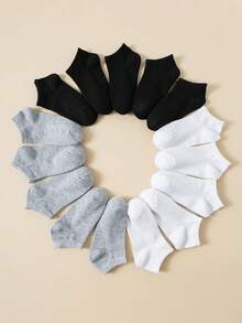 Bộ 15 đôi tất không lộ hàng ngày, thoáng khí, đơn giản, trung tính, mùa hè cho trẻ em - Nhiều màu - Xem 3