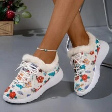 Giày thể thao thường ngày cho nữ, giày cao cổ lót nhiệt cho Giáng sinh - Nhiều màu - Xem 2