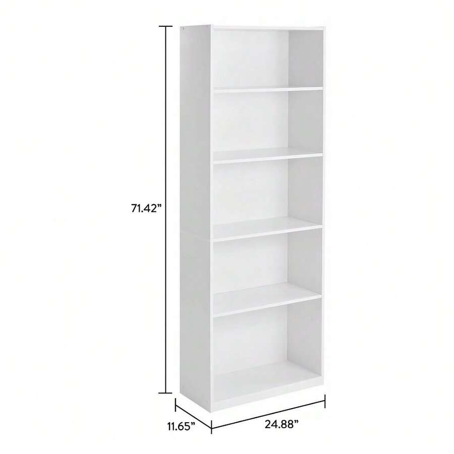 5Shelf Bookcase With Adjustable Shelves, White SHEIN USA