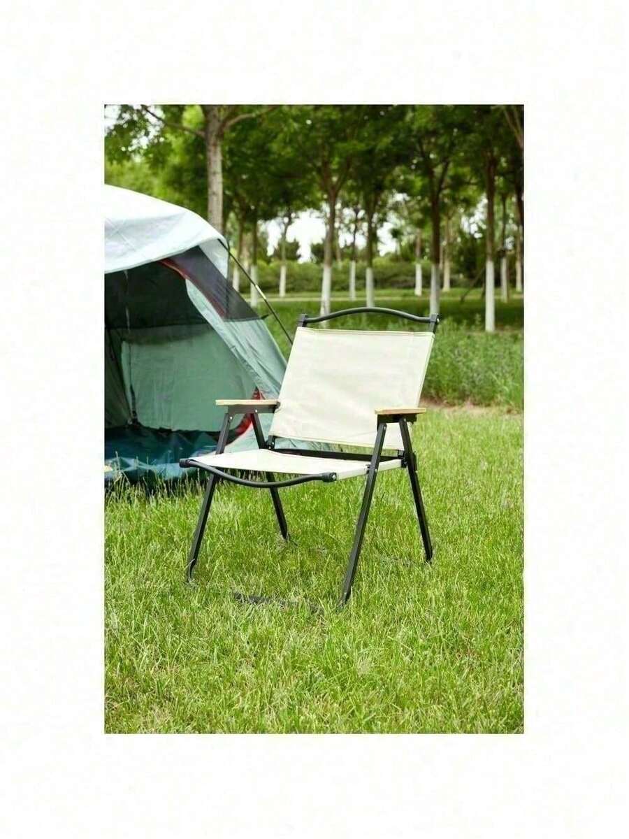 1-Piece Folding Outdoor Chair For Indoor, Outdoor Camping, Picnics, Beach,Backyard, BBQ, Party, Patio, Beige - 米色+牛津+Modern-1 - 查看 1