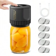 Electric Mason Jar Vacuum Sealer Kit Automatic Jar Sealer Mason Jar With Lids Mason Jar Vacuum Sealer Kit For Wide/ Regular Mouth Mason Jars With 10 Lids - Black - View 1