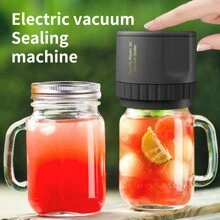Electric Mason Jar Vacuum Sealer Kit Automatic Jar Sealer Mason Jar With Lids Mason Jar Vacuum Sealer Kit For Wide/ Regular Mouth Mason Jars With 10 Lids - Black - View 3