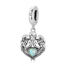 bamoer 1 PC 925 Sterling Silver Angel God Charms Wings Beads Heart Cupid Belief Pendant Fit Women Bracelet Necklace DIY Fine Jewelry - Silver - View 13
