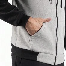 RAMAZZONI Cold Weather Blouse Hooded Sweatshirt 3-Zipper Jacket - Xám - Xem 4