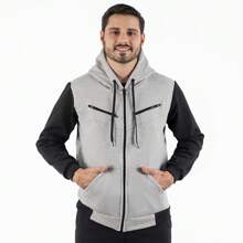 RAMAZZONI Cold Weather Blouse Hooded Sweatshirt 3-Zipper Jacket - Xám - Xem 2