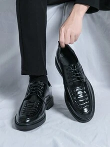 Giày da công sở mũi nhọn buộc dây cho nam - màu đen - Xem 2