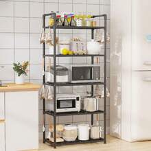 1pc Kitchen Shelf Storage Rack, Multi-Tier Standing Rack For Microwave Oven, Rice Cooker, Fruit & Vegetables - Multicolor - View 3