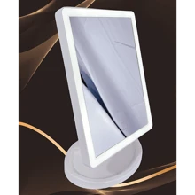 FD Espejo de maquillaje con luces LED, rotación libre de 180 grados, pantalla táctil de brillo ajustable, recargable por USB - Blanco - Ver 1
