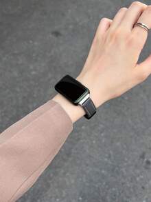 1 Dây đeo đồng hồ bằng da có khóa từ có thể gập lại, tương thích với Band 10/9/8/7 phiên bản NFC - Xám - Xem 4