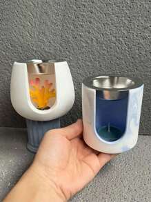 1 pieza Molde de vela de aceite esencial de forma redonda, quemador grande de cera para difusor de aromaterapia, recipiente hecho a mano para inciensos, decoración del hogar, y 2 piezas Moldes de silicona para macetas de piedra de hormigón, yeso y cultivo hidropónico