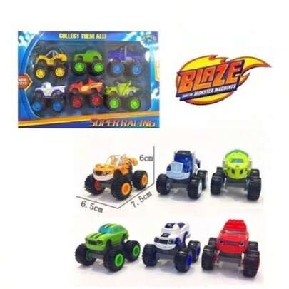 6 Carrinhos De Fricçao Blaze Monster Machine Racer Brinquedo