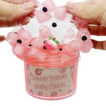 1pc 100ml Boba Crunchy Slime Set, Strawberry, Grape And Peach Scented Crystal Slime Kit, & Christmas Decoration, Super Soft And Non-Sticky Jelly Cube Slime, Party Favor & Birthday Gift,Slime,Christmas Gifts,Slime Kit,Grape,Slime Making,Gonggi