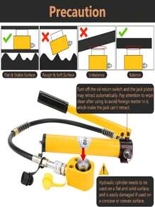 BriSunshine Hydraulikzylinder 10T mit Hydraulikpumpe CP-180, 12mm Hub, 45mm Eigenhöhe, 15.89cm² Nutzfläche, Ölspeicherkapazität 350cc Handpumpe, Ultradünner, für Gebäude und Brücken, Maschinenbau