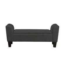 Mila 55" Black Velvet Ottoman Bench With Storage - Black+Velvet as Pic - View 3